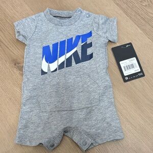 Nike Grey Romper with Blue and Navy Logo